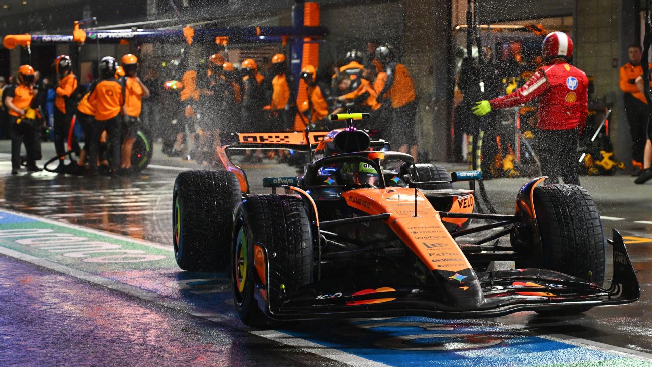<a href="https://www.espn.com/f1/story/_/id/47023107/norris-beats-verstappen-pole-wet-qualifying" target="_blank">Norris takes pole in wet Las Vegas qualifying</a>