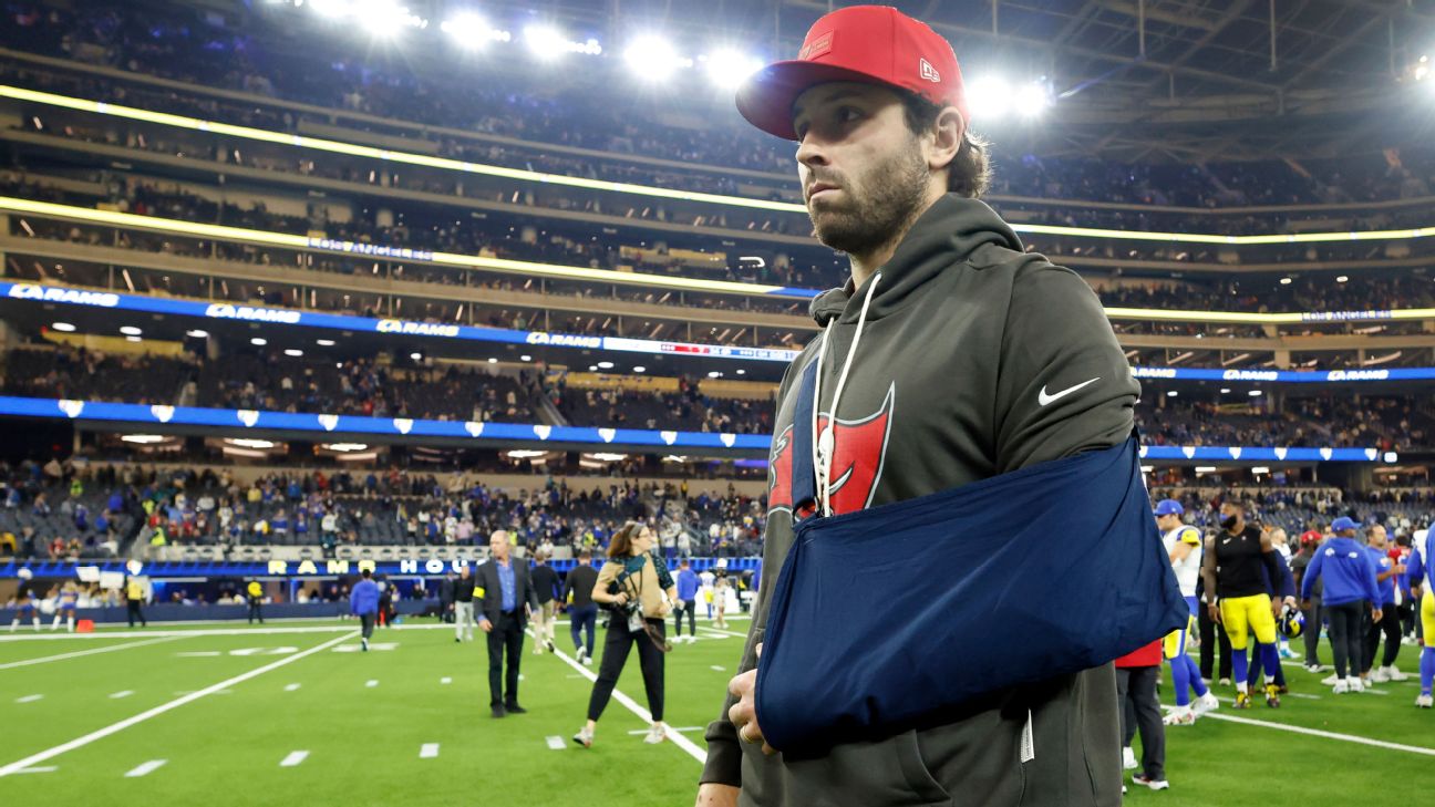 <a href="https://www.espn.com/nfl/story/_/id/47088815/sources-mayfield-mri-shows-no-additional-damage-shoulder" target="_blank">Sources: Bucs get good news on Mayfield’s MRI</a>