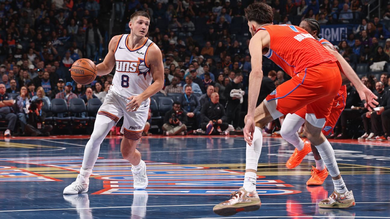 <a href="https://www.espn.com/nba/story/_/id/47272939/suns-grayson-allen-ejected-shoving-thunder-holmgren" target="_blank">Suns’ Allen ejected after shoving OKC’s Holmgren</a>