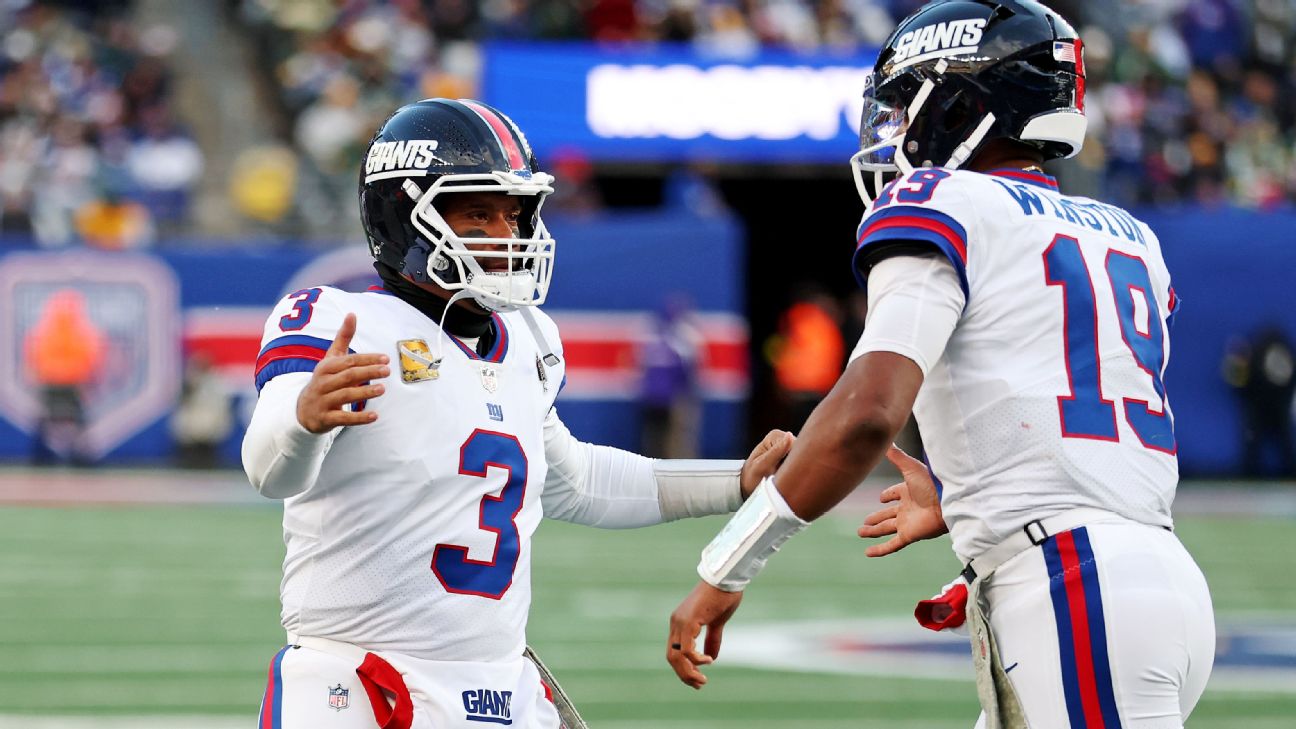 espn.com - Jordan Raanan - New York Giants QBs Jameis Winston, Russell Wilson dish on TV hosting experiences