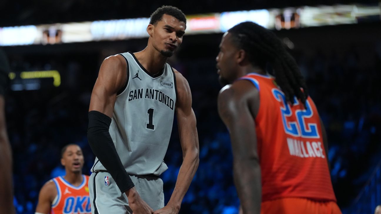 <a href="https://www.espn.com/nba/story/_/id/47300435/victor-wembanyama-spurs-shock-thunder-make-nba-cup-final" target="_blank">‘Just getting started’: Wemby, Spurs take out OKC</a>