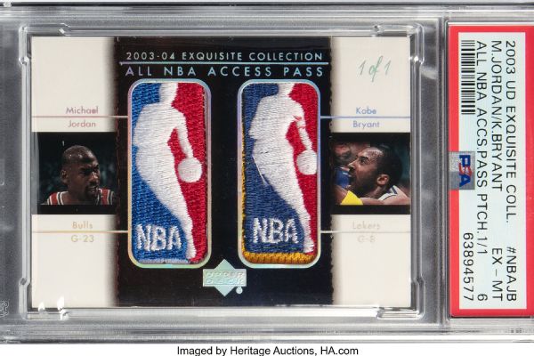 A 2003 Upper Deck Exquisite Collection dual Logoman card of Kobe Bryant and Michael Jordan sold for $3.17 million on Friday, the seventh most expensive basketball card sale ever.