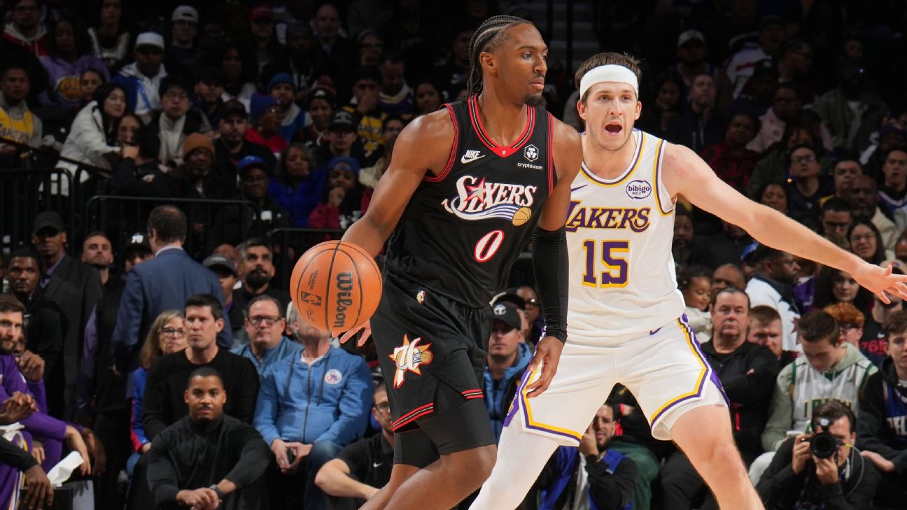 Tyrese Maxey (middle) has scored 81 points over his past three games.