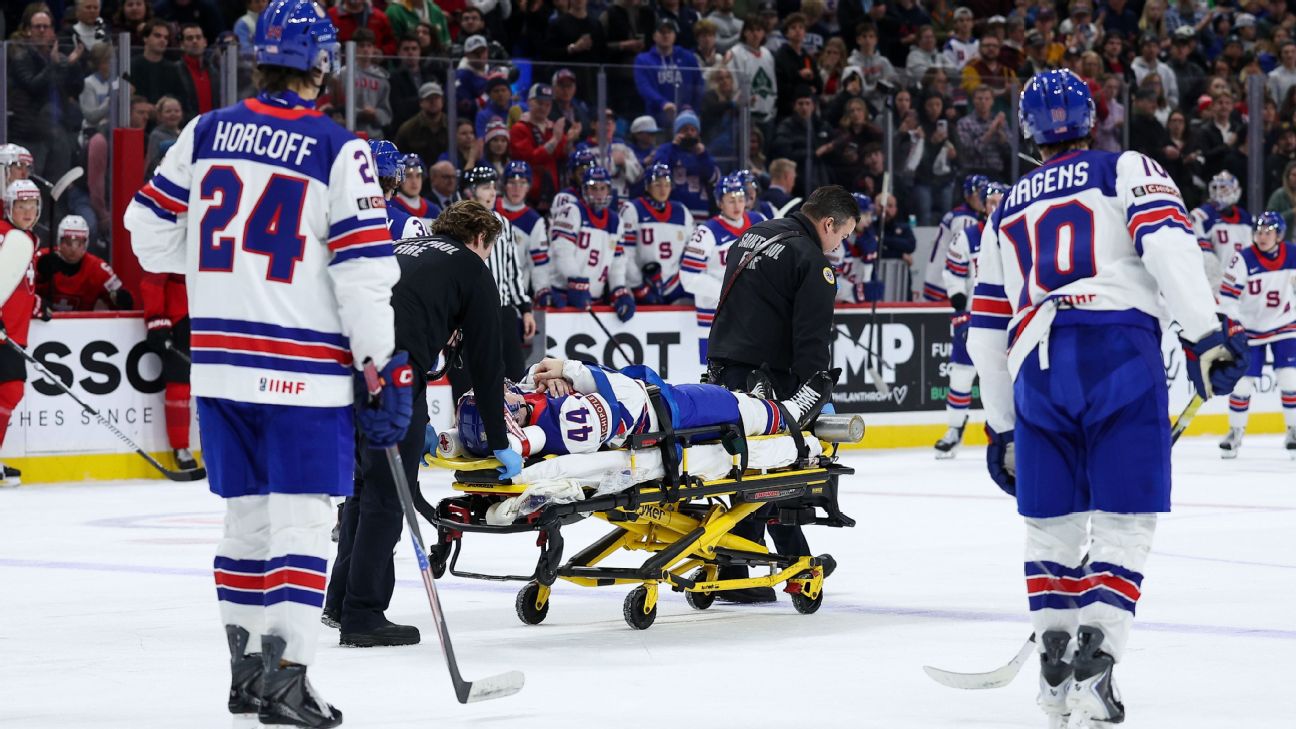 <a href="https://www.espn.com/olympics/story/_/id/47430938/team-usa-cole-hutson-struck-puck-world-juniors-game" target="_blank">Team USA’s Hutson struck by puck, out of hospital</a>