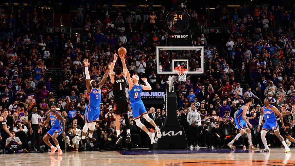 espn.com - Tim MacMahon - Booker hands OKC rare loss with game-winning 3