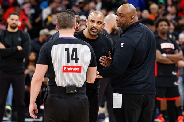Houston coach Ime Udoka received his second technical foul and was ejected with 9.1 seconds remaining in the Rockets' 132-124 loss to the Bulls.
