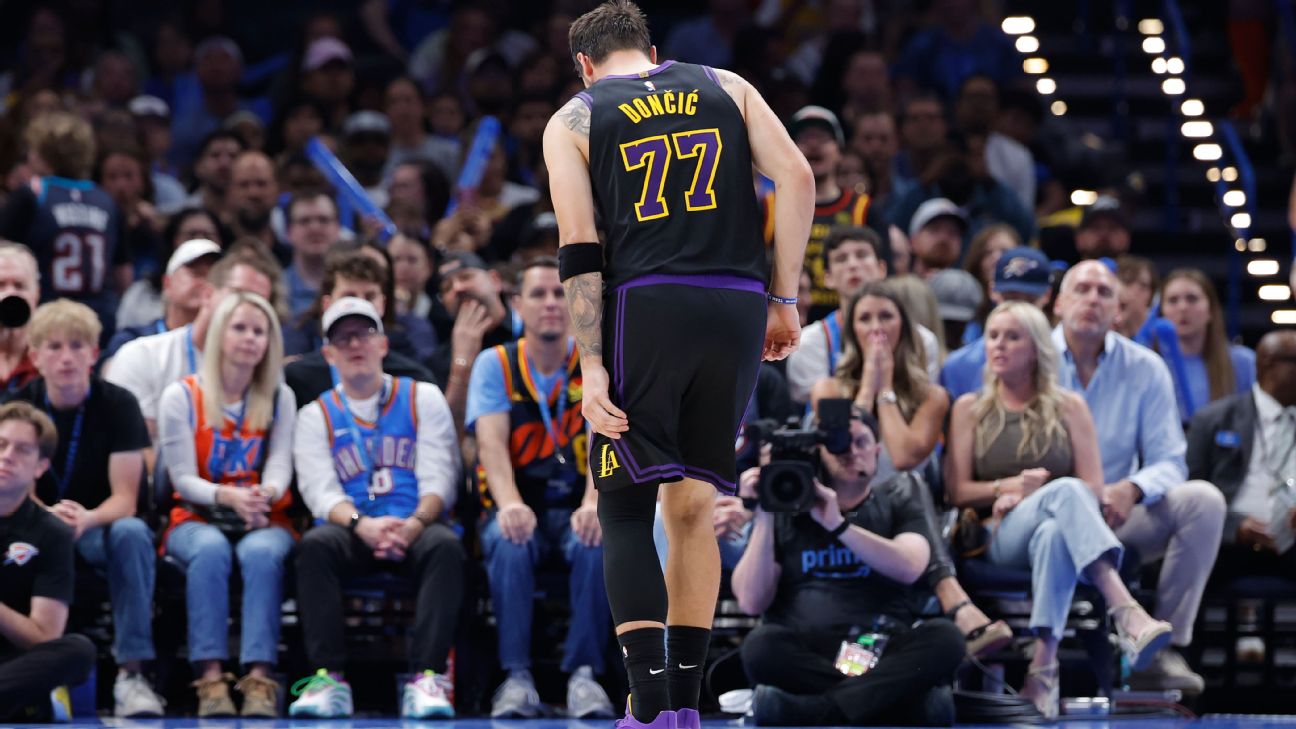 Luka (hamstring) leaves Lakers' game in OKC