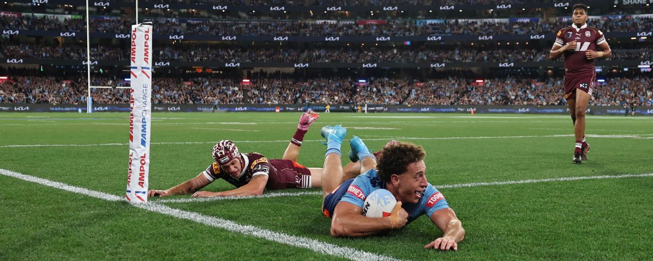 Mark Nawaqanitawase of the Blues scores a try. — Article image accompanying 'Will be great for us': Suaalii welcomes Nawaqanitawase on WagerUp Sports News.