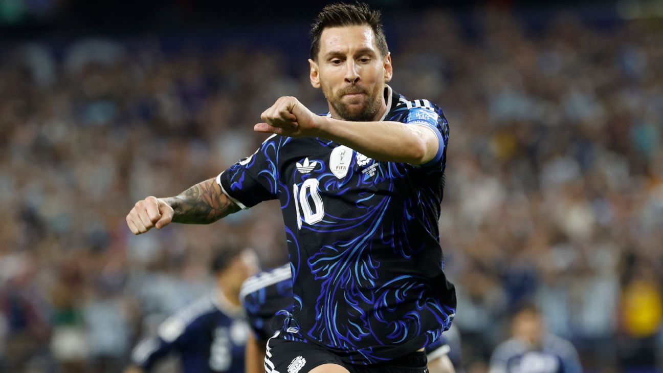 Lionel Messi anotó el tercero de Argentina ante Jordania y llegó a 19 goles en Mundiales