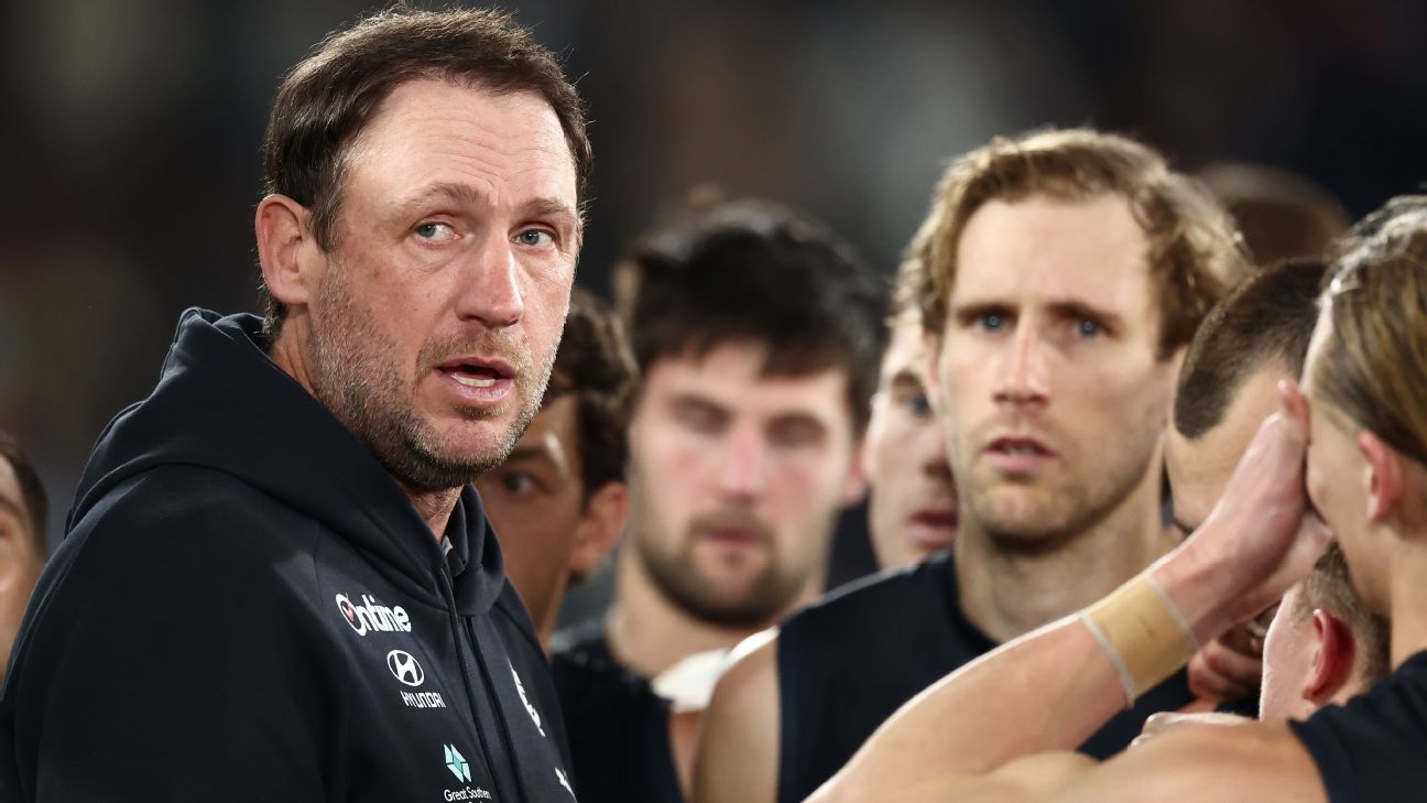 Josh Fraser still isn't buying to discussions about his coaching future. — Article image accompanying 'Collingwood flavour' at new-look Blues: Pies coach on WagerUp Sports News.