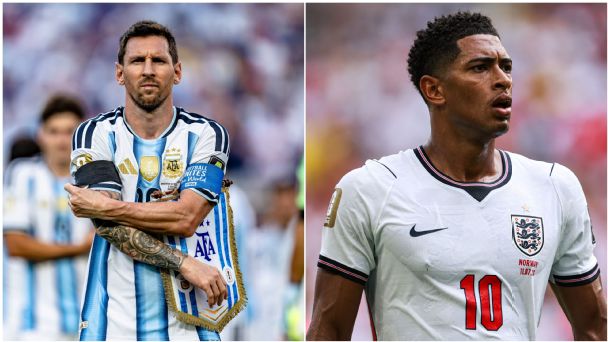 Lionel Messi and Jude Bellingham have been Argentina and England's talismans respectively. — Article image accompanying England vs. Argentina at World Cup 2026: TV channel, how to watch in UK, kick-off time, live stream, referee, line-ups on WagerUp Sports News. Lionel Messi and Jude Bellingham have been Argentina and England's talismans respectively. — Article image accompanying England vs. Argentina at World Cup 2026: TV channel, how to watch in UK, kick-off time, live stream, referee, line-ups on WagerUp Sports News.