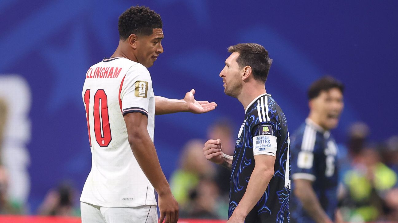 Bellingham revela o que disse e ouviu em discussão com Lionel Messi em Argentina x Inglaterra na Copa