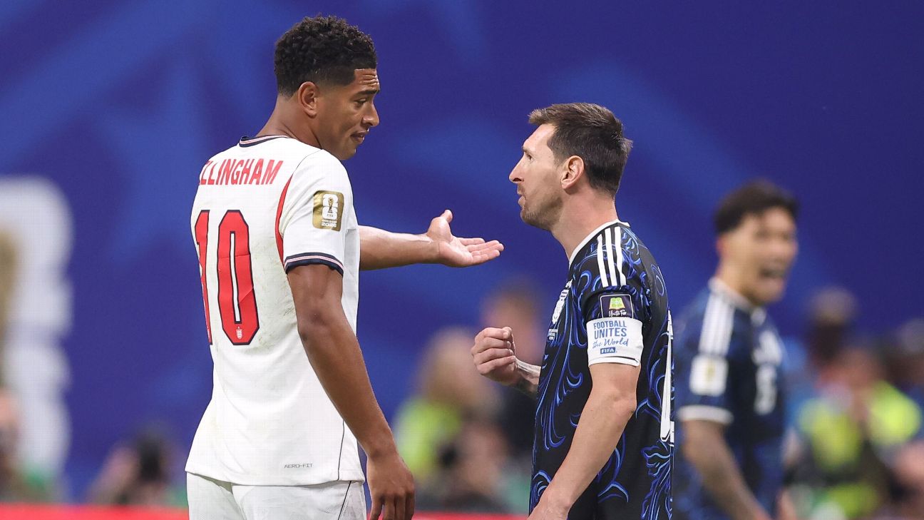 Bellingham explicó la discusión con Messi en Argentina vs. Inglaterra: "No fue nada malo"