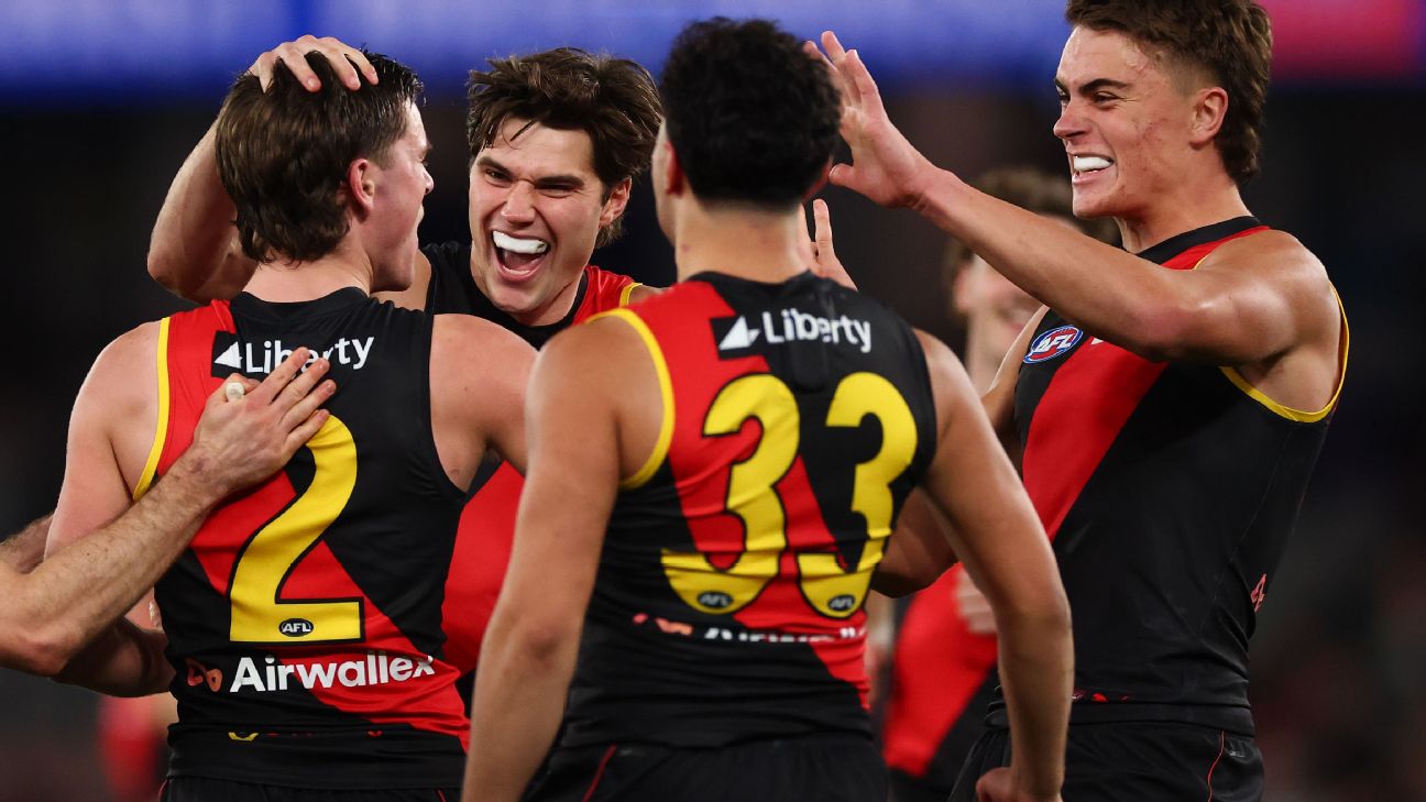 The win lifts the Bombers off the bottom of the ladder. — Article image accompanying 'Bloody good feeling': Essendon secure famous win on WagerUp Sports News. The win lifts the Bombers off the bottom of the ladder. — Article image accompanying 'Bloody good feeling': Essendon secure famous win on WagerUp Sports News.