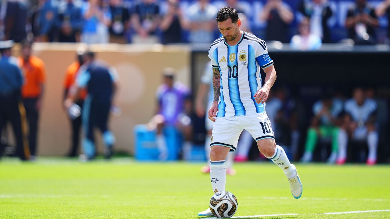 Lionel Messi becomes the first man to start in three World Cup finals