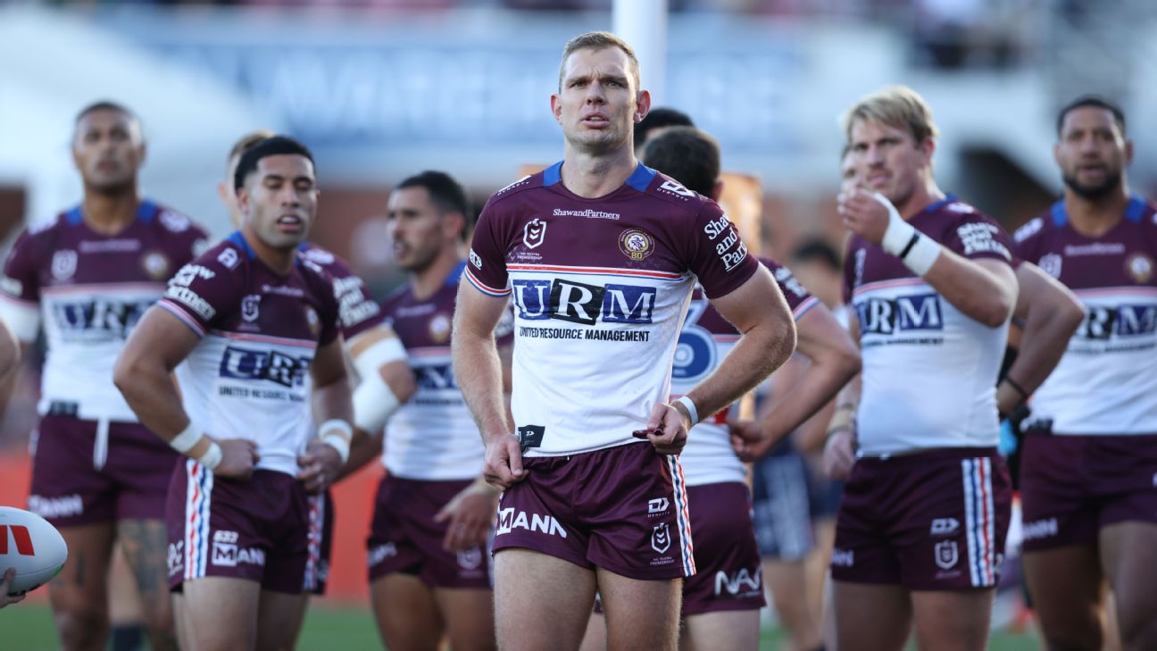 Manly are hopeful Tom Trbojevic's latest hamstring injury is less serious than his most previous one. — Article image accompanying Manly's silver lining amid fresh Trbojevic injury scare on WagerUp Sports News. Manly are hopeful Tom Trbojevic's latest hamstring injury is less serious than his most previous one. — Article image accompanying Manly's silver lining amid fresh Trbojevic injury scare on WagerUp Sports News.