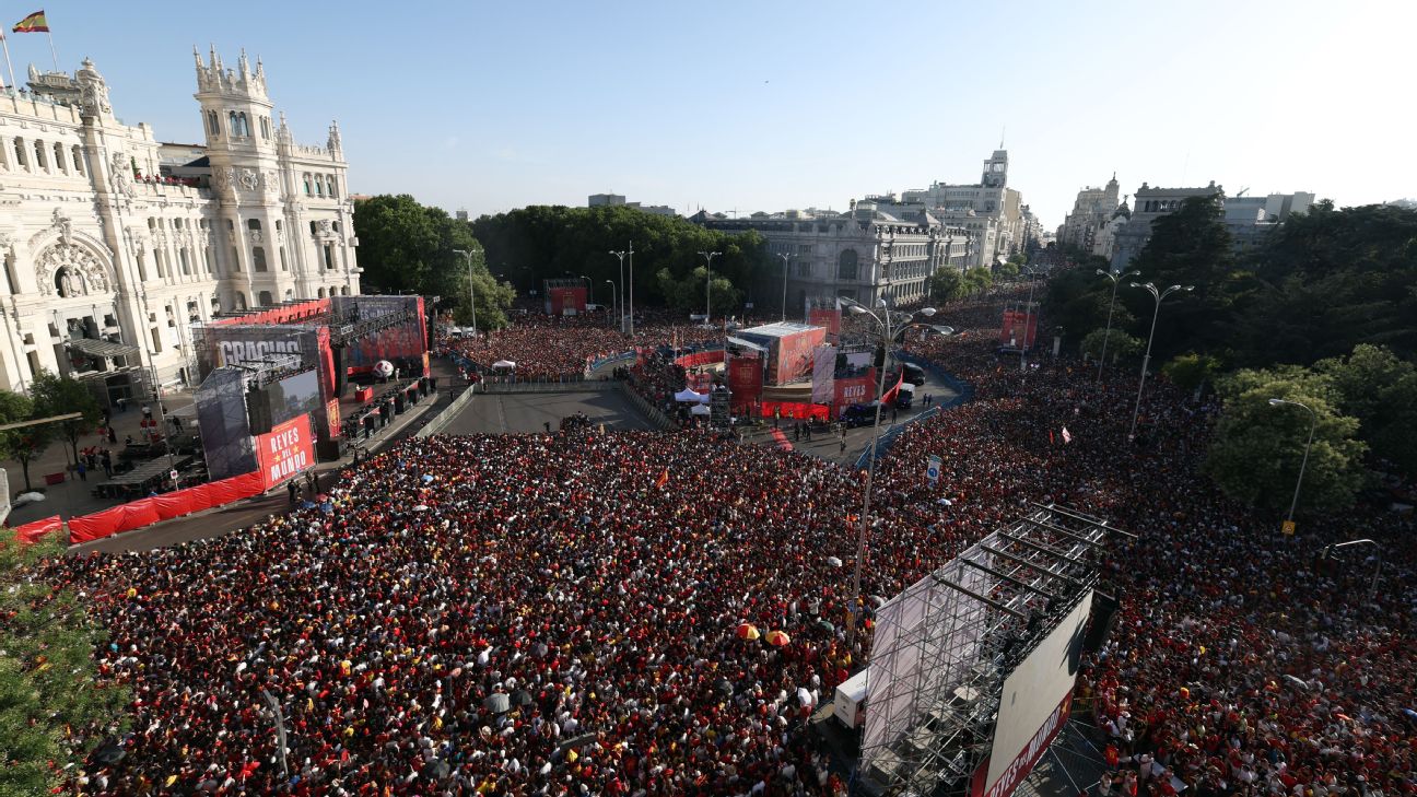 Spain celebrate World Cup triumph with open-top bus parade in Madrid