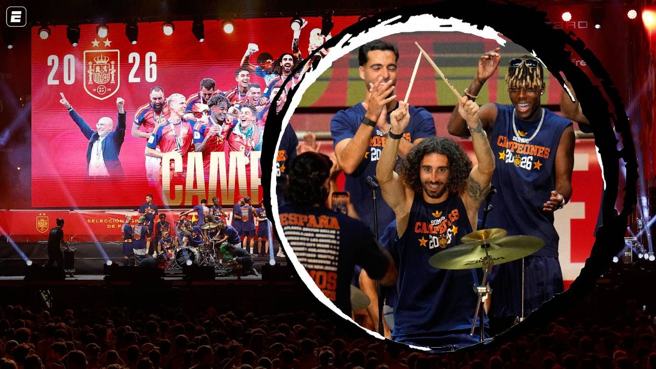 De 'sarro' de Yamal a Paredes x Gavi a Cucurella cantando música de argentino: como foi a festa do título da Espanha nas ruas de Madri