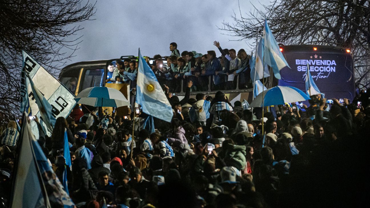Argentina greeted by fans in Buenos Aires; Messi absent after World Cup