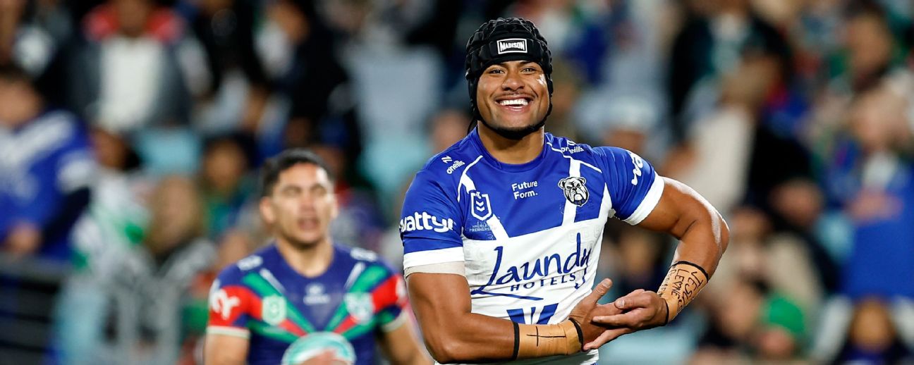 The 25-year-old's performance -- in which he scored a try and kicked three goals -- came less than 24 hours after his partner Leone welcomed their first child. — Article image accompanying New dad returns to lead Bulldogs past Warriors on WagerUp Sports News. The 25-year-old's performance -- in which he scored a try and kicked three goals -- came less than 24 hours after his partner Leone welcomed their first child. — Article image accompanying New dad returns to lead Bulldogs past Warriors on WagerUp Sports News.