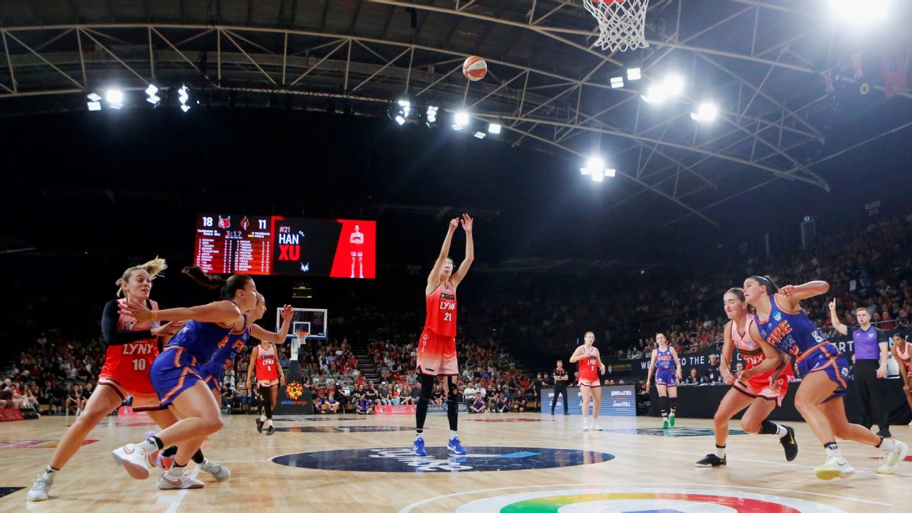 Han Xu C of Perth Lynx shoots a free throw — Article image accompanying WNBL's pre-season rule trials could come into regular season as early as WNBL27 on WagerUp Sports News.