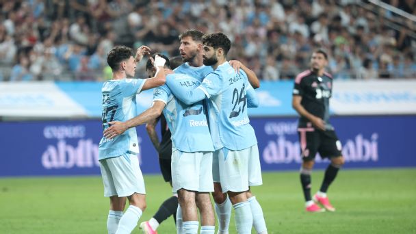Rayan Ait Nouri of Manchester City celebrates after he scores against Team K League. — Article image accompanying Manchester City vs Atletico Madrid: TV channel, how to watch in UK, kick-off time, live stream, team news on WagerUp Sports News.