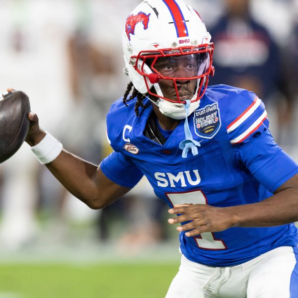 Article image accompanying SMU QB Kevin Jennings limited in camp with jammed finger on WagerUp Sports News.