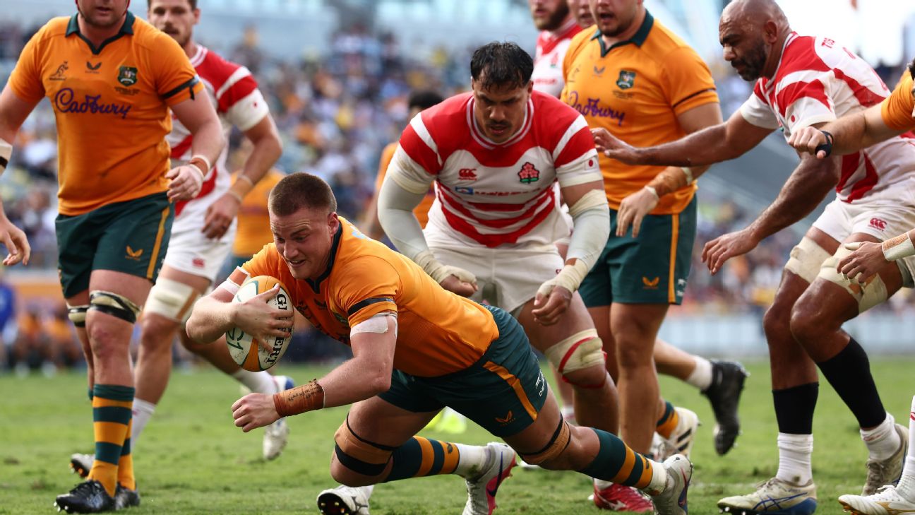 Charlie Cale of the Wallabies scores a try — Article image accompanying Wallabies blow as luckless star sent in for surgery on WagerUp Sports News. Charlie Cale of the Wallabies scores a try — Article image accompanying Wallabies blow as luckless star sent in for surgery on WagerUp Sports News.