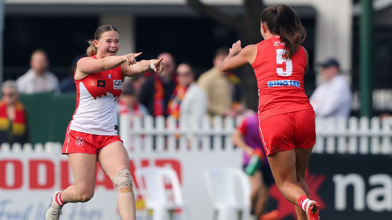 Holly Cooper celebrates a goal with Chloe Molloy. — Article image accompanying AFLW Round 1 tips, team news, fixture, scores -- everything you need to know on WagerUp Sports News. Holly Cooper celebrates a goal with Chloe Molloy. — Article image accompanying AFLW Round 1 tips, team news, fixture, scores -- everything you need to know on WagerUp Sports News.