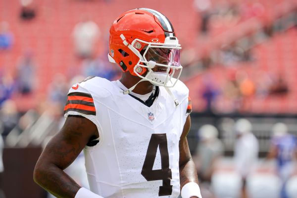 Signs calling out Deshaun Watson's past taped to Jim Brown statue