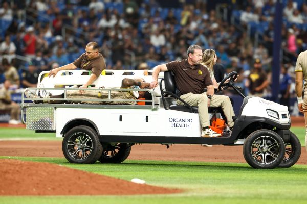 Padres 2B Luis Rengifo (knee) carted off field vs. Rays