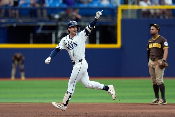 Rays prevail vs. Padres after DeLuca HR off Miller ties it in 9th