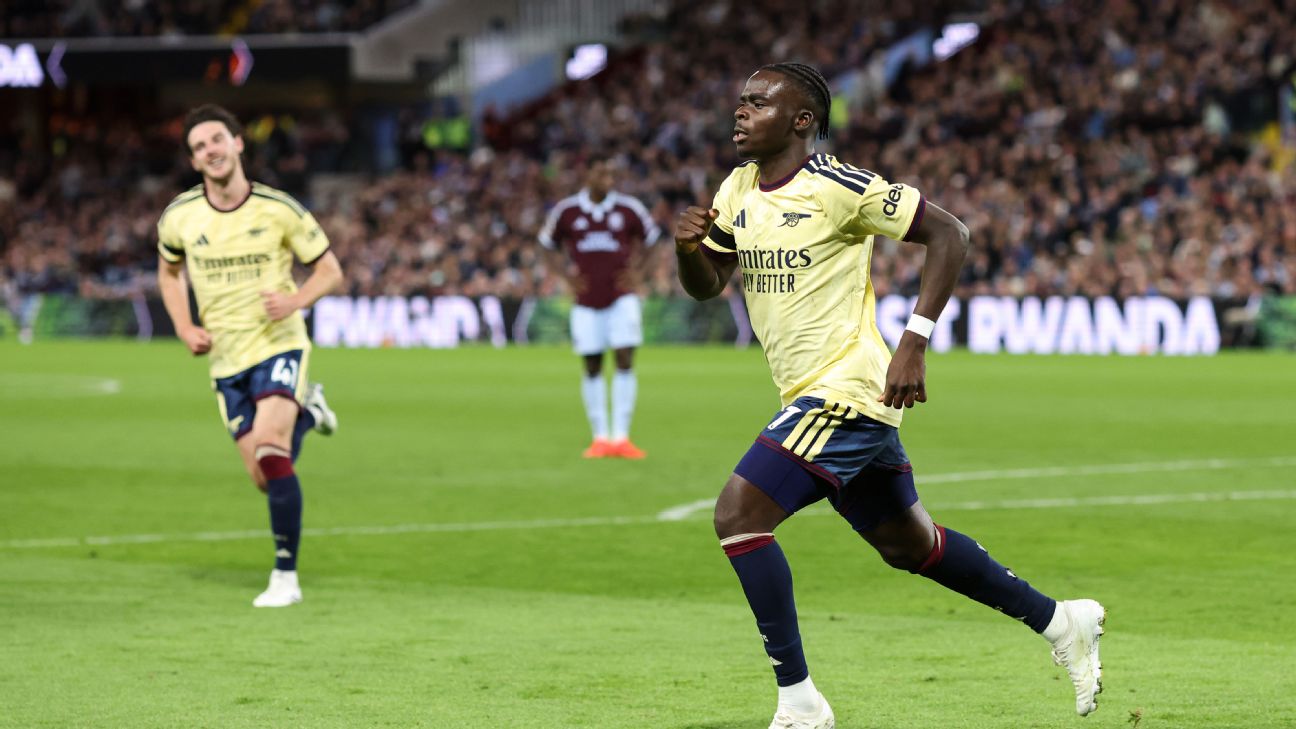 Bukayo Saka ยิงพา Arsenal เฉือน Aston Villa ที่ Villa Park รูปประกอบข่าวฟุตบอล