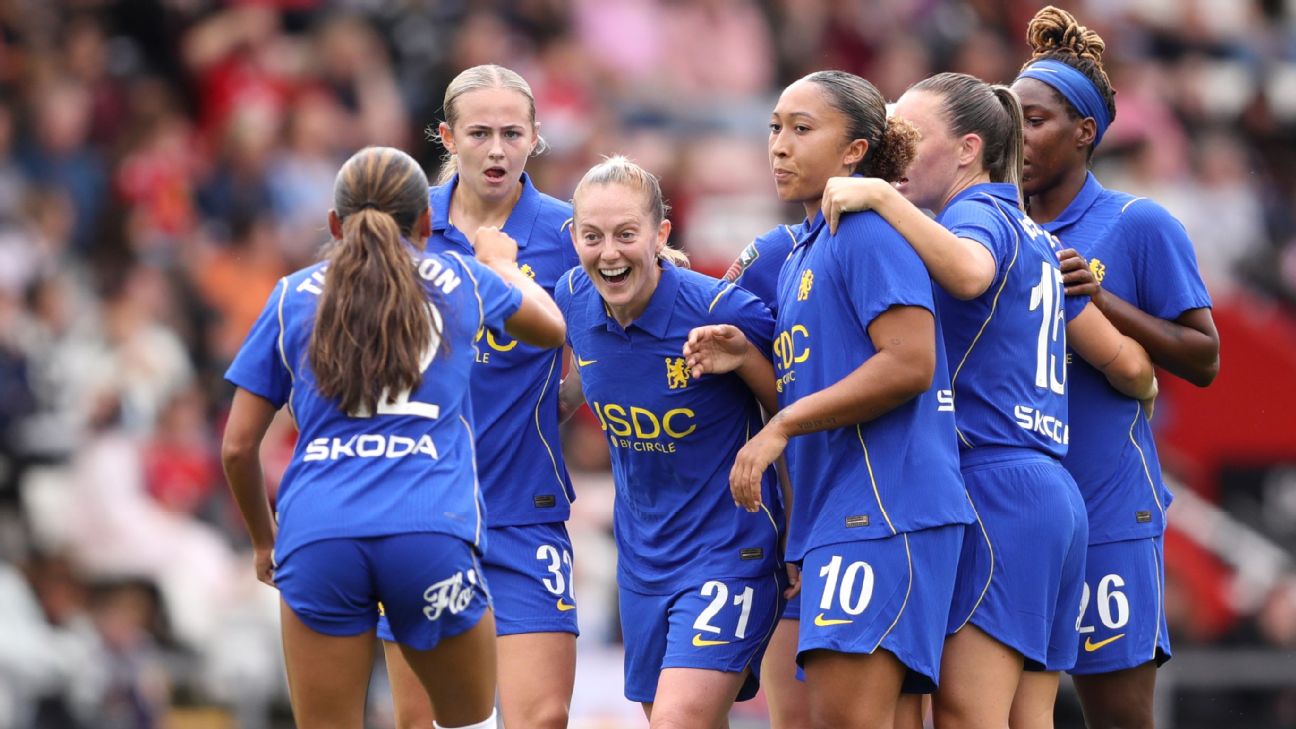 ภาพเกมรุกของเชลซีในนัดชนะแมนเชสเตอร์ ยูไนเต็ด 5-0 ศึก Women's Super League