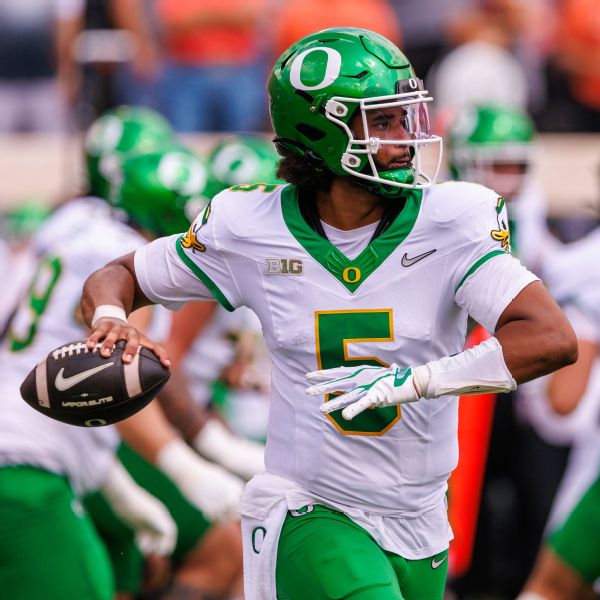 Article image accompanying Dante Moore back at Ducks practice; status vs. Bruins TBD on WagerUp Sports News.