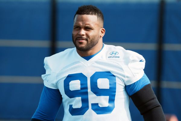 Article image accompanying Rams' Donald plans to play vs. Giants; Nacua (hip) misses practice on WagerUp Sports News.