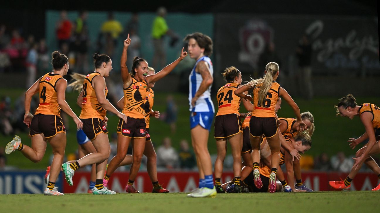 The Hawks put an end to North Melbourne's win streak, which spanned nearly three years. — Article image accompanying AFLW Round 6 tips, team news, fixture, scores -- everything you need to know on WagerUp Sports News. The Hawks put an end to North Melbourne's win streak, which spanned nearly three years. — Article image accompanying AFLW Round 6 tips, team news, fixture, scores -- everything you need to know on WagerUp Sports News.