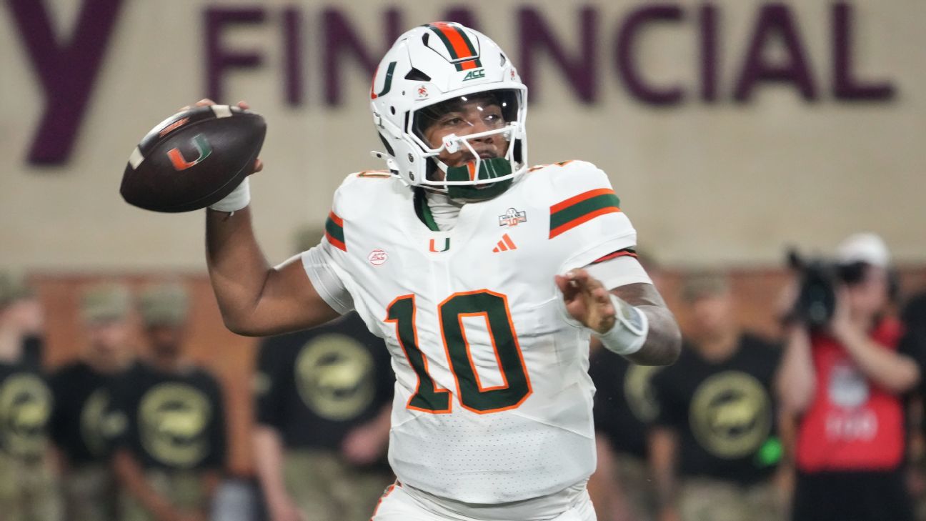 Miami quarterback Darian Mensah was continuously on target on the way to setting multiple ACC records. — Article image accompanying Miami QB Darian Mensah sets pair of ACC completions marks on WagerUp Sports News.