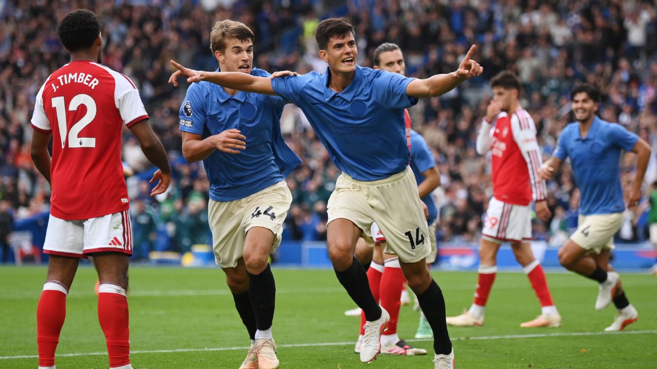 Article image accompanying Brighton rout Arsenal to end Premier League champions' 100% record on WagerUp Sports News. Article image accompanying Brighton rout Arsenal to end Premier League champions' 100% record on WagerUp Sports News.