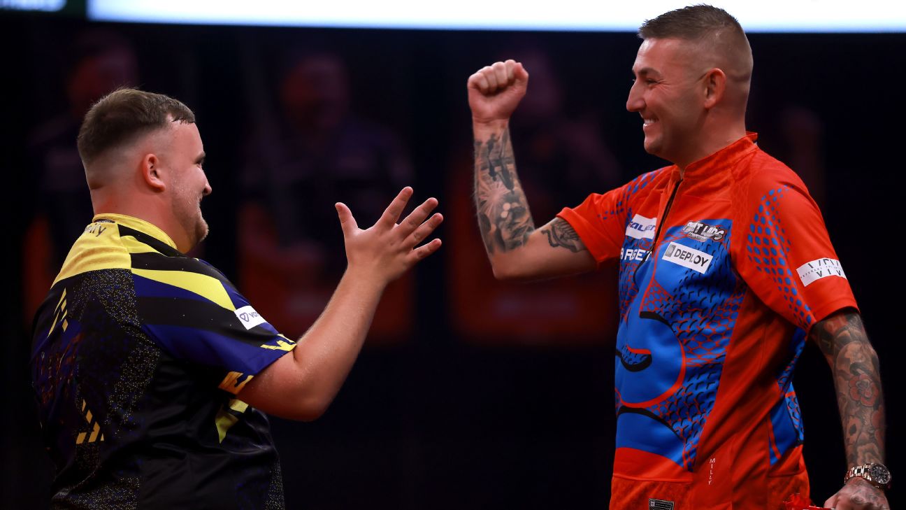 Article image accompanying World Series of Darts: Luke Littler edges Nathan Aspinall amid whistles from crowd on WagerUp Sports News.