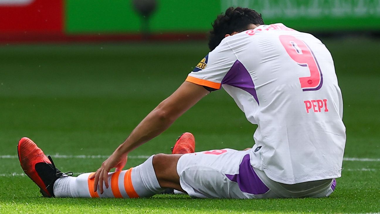 Article image accompanying Ricardo Pepi's injury in PSV match a concern for USMNT on WagerUp Sports News. Article image accompanying Ricardo Pepi's injury in PSV match a concern for USMNT on WagerUp Sports News.
