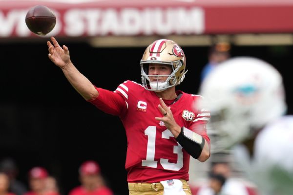 Article image accompanying Brock Purdy keeps 49ers rolling with 'MVP' game vs. Dolphins on WagerUp Sports News. Article image accompanying Brock Purdy keeps 49ers rolling with 'MVP' game vs. Dolphins on WagerUp Sports News.