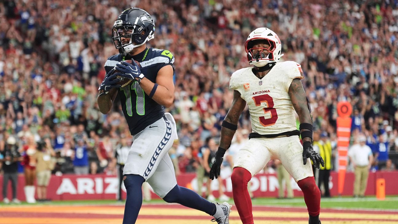 Jaxon Smith-Njigba found the end zone three times against the Cardinals. — Article image accompanying Fantasy football buzz: Week 2's top 10 scorers through Sunday's late slate on WagerUp Sports News.