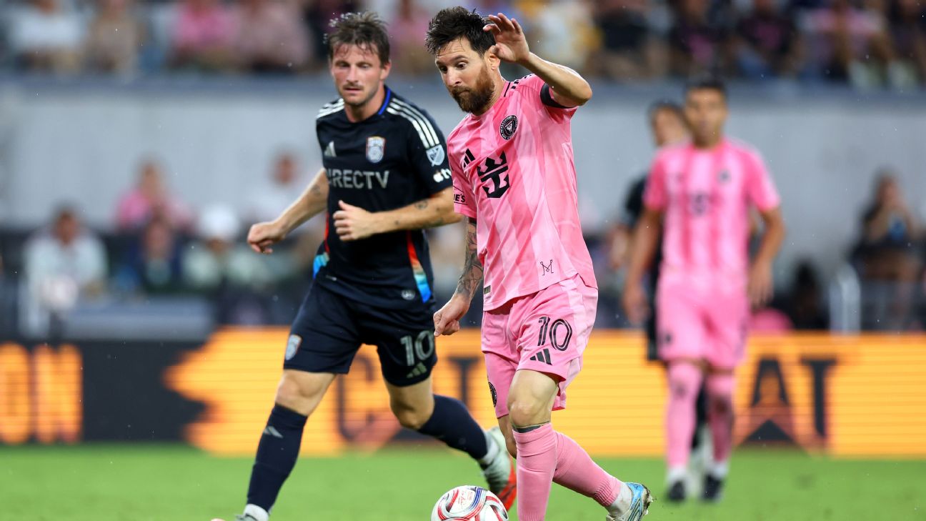 San Diego's Andres Dreyer battles Lionel Messi of Miami for the ball during their MLS match on Sunday. — Article image accompanying Dreyer outduels Messi as San Diego hands Miami 4th straight draw on WagerUp Sports News.