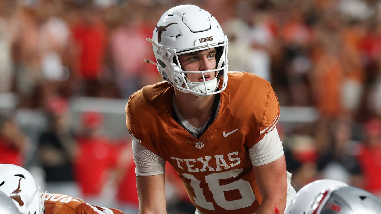 Arch Manning and the Longhorns get another big test this week at No. 14 Tennessee. — Article image accompanying Top 25 betting lines: Texas favored at Tennessee; Oregon favored at USC on WagerUp Sports News. Arch Manning and the Longhorns get another big test this week at No. 14 Tennessee. — Article image accompanying Top 25 betting lines: Texas favored at Tennessee; Oregon favored at USC on WagerUp Sports News.