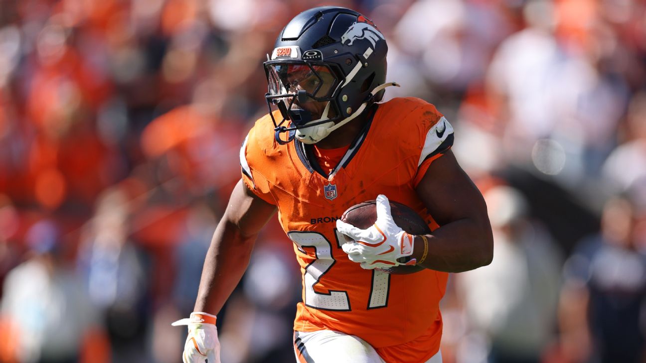 Article image accompanying J.K. Dobbins, RJ Harvey injured; Broncos' run game in question on WagerUp Sports News. Article image accompanying J.K. Dobbins, RJ Harvey injured; Broncos' run game in question on WagerUp Sports News.