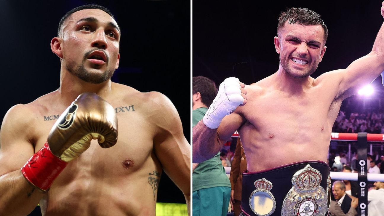 Teofimo Lopez (L) has been ordered to fight Jak Catterall. — Article image accompanying Teofimo Lopez ordered to defend WBA welterweight title against Brit Jack Catterall on WagerUp Sports News. Teofimo Lopez (L) has been ordered to fight Jak Catterall. — Article image accompanying Teofimo Lopez ordered to defend WBA welterweight title against Brit Jack Catterall on WagerUp Sports News.