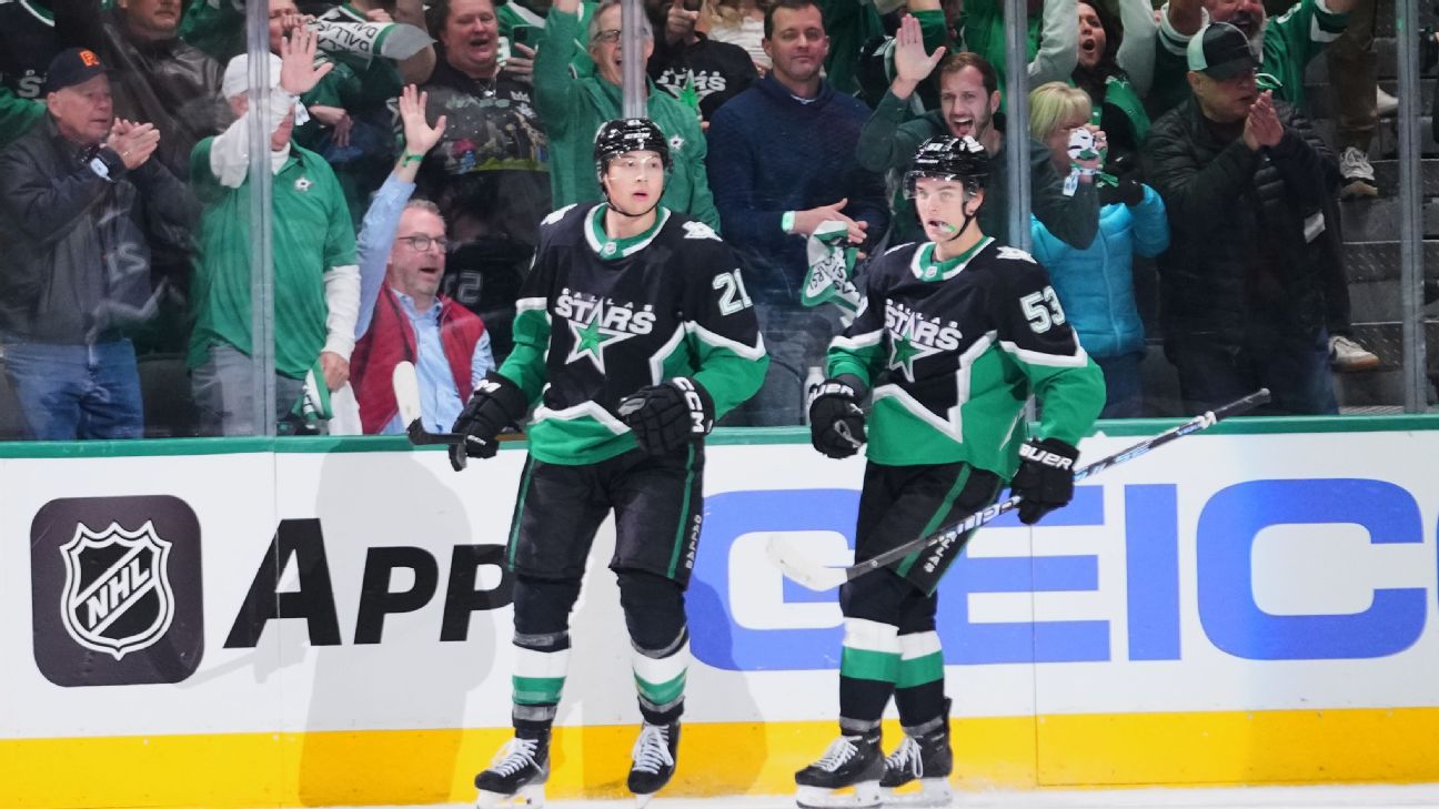 Jason Robertson (left) and Wyatt Johnston (right) will both be popular picks with fantasy hockey drafters. — Article image accompanying Fantasy hockey printable cheat sheet: Top players, sleepers on WagerUp Sports News.