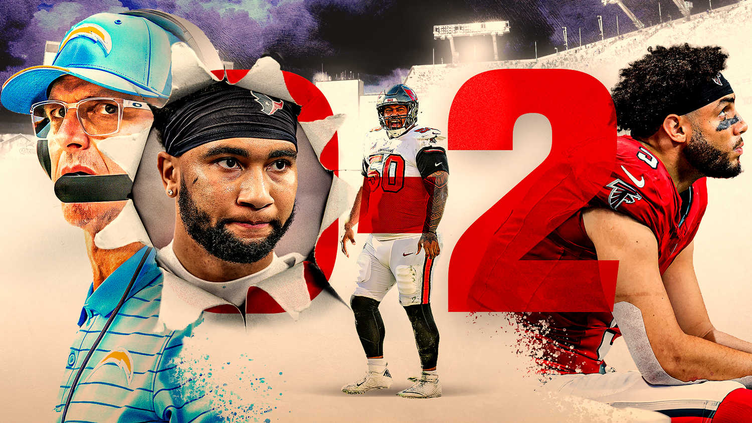 Can Jim Harbaugh, C.J. Stroud, Vita Vea and Drake London help get their teams in the win column? — Article image accompanying Ranking eight winless NFL teams: Texans, Bucs, others at 0-2 on WagerUp Sports News. Can Jim Harbaugh, C.J. Stroud, Vita Vea and Drake London help get their teams in the win column? — Article image accompanying Ranking eight winless NFL teams: Texans, Bucs, others at 0-2 on WagerUp Sports News.