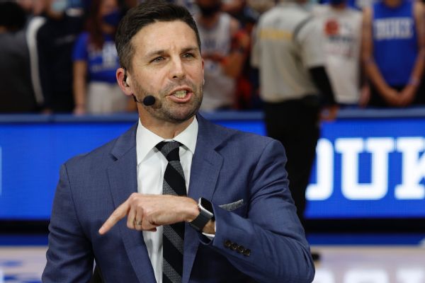 Chris Spatola on set of ACC Network's Nothing But Net in November 2021 at Cameron Indoor Stadium. He was a decorated Army officer and joined ESPN in 2015. — Article image accompanying Chris Spatola, ESPN college basketball analyst, dies at age 47 on WagerUp Sports News.
